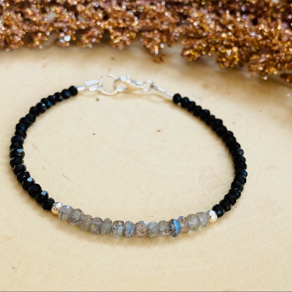 Labradorite & Spinel Gems Sterling Silver Bracelet - Picture 8 of 8